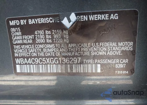 2016 BMW 428I Gran Coupe xDrive z USA, uszkodzony, nr VIN WBA4C9C5XGG136297